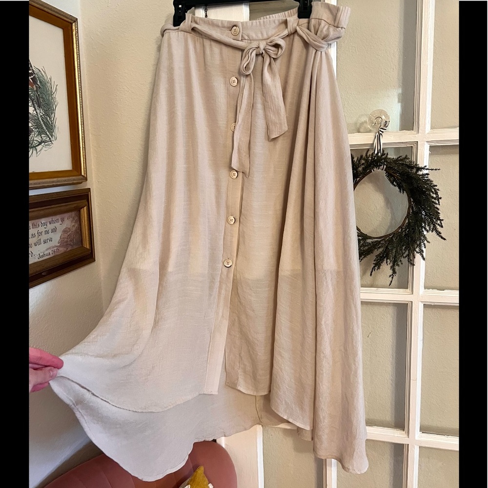 Zac & Rachel Button Down Tie Waist Flowy Skirt